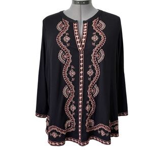 J. Jill cotton/modal Embroidered knit tunic XL